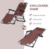 Gulches Folding Chaise Lounge Chair, 2-in-1 Tanning Chair with Pillow & Pocket, Adjustable Pool Chair, Brown - 4 of 4