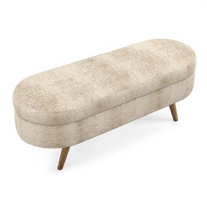 XINGHANZHENXUAN Oval Storage Ottoman Bench, Upholstered Footrest with Rubber Wood Legs & Hidden Storage Compartment - 1 of 4