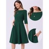 INSPIRE CHIC Women's Boat Neck Half Sleeves Midi Flared Office Dresses - 2 of 4