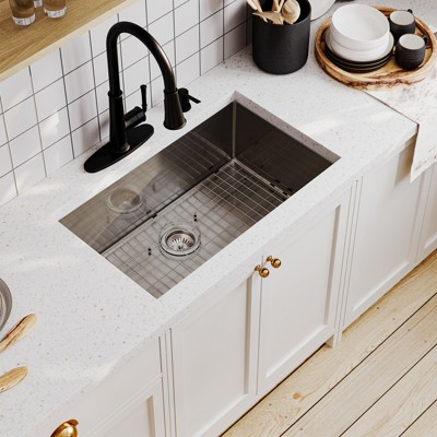 30" Stainless Steel Farmhouse Single Bowl Undermount Kitchen Sink