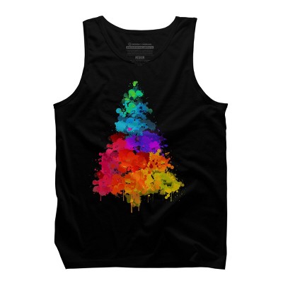 Men's Design By Humans Colorful Christmas Tree By DesignReadyStore Tank Top