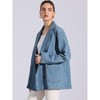 Allegra K Women's Long Sleeve Notched Lapel Button Up Pockets Work Office Denim Jacket - 2 of 4
