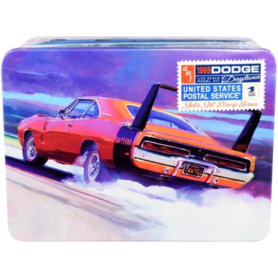 Skill 2 Model Kit 1969 Dodge Charger Daytona "USPS" United States Postal Service Themed Collectible Tin 1/25 Scale Model by AMT