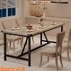70.87 " Large Durable Farmhouse Dining Table w/ Wood Grain Engineered Panels & Sturdy Black Metal Legs Seats 6-8 - 4 of 4
