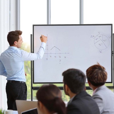 48'' x 36'' White Magnetic Rolling Freestanding Double-Sided Whiteboard