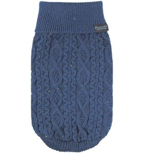 Parisian Pet 'Cable Knit Sweater' - Warm & Stylish Pet Sweater in Navy Blue for Dogs & Cats  XL - 1 of 2