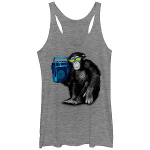 Women's Lost Gods Chimpanzee Boombox Racerback Tank Top - 1 of 3