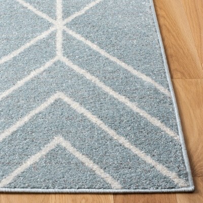 Adirondack Blue and Ivory Geometric Synthetic Rectangular Area Rug, 5'1" x 7'6"