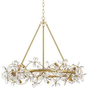 Possini Euro Design Carrine 31 1/2" Modern Pendant Chandelier Ceiling Light Fixture Dining Room Over Table Flower Dimmable Soft Gold Finish Crystal - 1 of 4
