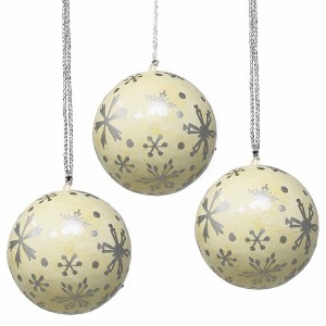 Slickblue Set of 4" Handcrafted Papier-Mâché Ornaments – Choose from Snowflake, Flower, or Nativity Designs with Loop - 1 of 2