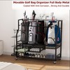 Golf Bag Storage Garage Organizer, Golf Bag Storage Rack w/Drawer for 4 Golfing Bags, Clubs, Balls, Gadgets, Golf Bag Stand w/Wheels - 2 of 4
