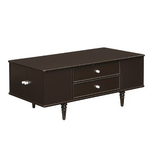 Vynxaria Modern Rectangular Coffee Table, 47.2" Wood-Look, 4 Drawers + 2 Side Hidden Storage (Shelves), Metal Handles, Solid Wood Legs - 1 of 4