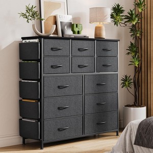Tall Dresser For Bedroom, Chests Of Drawers, Fabric Dresser Storage Tower For Closet, Hallway, Living Room, Metal Frame, Wooden Top - 1 of 4