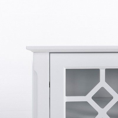 White Glass Door Sideboard Buffet Cabinet with Adjustable Shelves