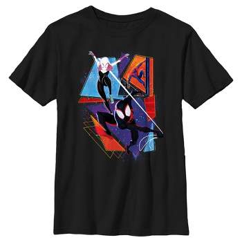 Boy's Spider-Man: Across the Spider-Verse Group Colorful Poster T-Shirt