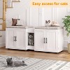 Coucheta Double Litter Box Enclosure - 55" 3-in-1 Cat Furniture, Odor-Control TV Stand w/ Storage, Easy-Clean White for 2 Cats - 2 of 4