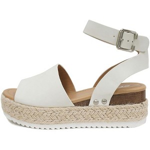 Soda TOPIC Women's Open Toe Espadrilles Platform Wedge Sandals - 1 of 4