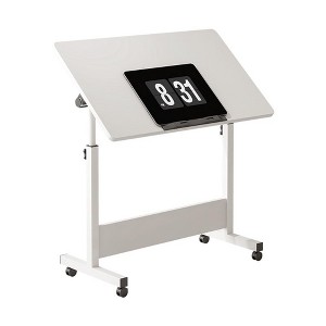 ODK Standing Height Adjustable Computer Desk with Wheels Mobile Computer Table Sit Stand Up for Work Office Home, Ergonomic Rising Computer Table - 1 of 4