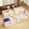 VYNXARIA Cream White 19.69" Side Wide Folding Storage Cabinet ,3 Tiers - 4 of 4