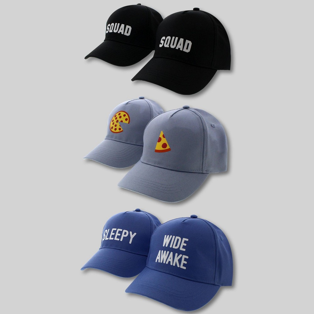 6ct Family Baseball Hats Squad/Pizza/Sleepy - Bullseye's Playground