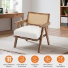 homfan Accent Chair Sturdy Wood Legs, Rattan Backrest & Beige Thick Linen Cushion - 4 of 4