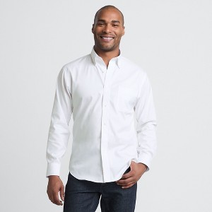 Lands' End Men's Traditional Fit Solid No Iron Supima Pinpoint Buttondown Collar Dress Shirt - 1 of 4