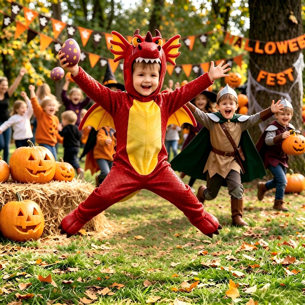 Joyfy Halloween Costume Baby Dragon Costume – Complete Toddler Set with 3D Hood, Wings & Plush Egg - thumbnail 2