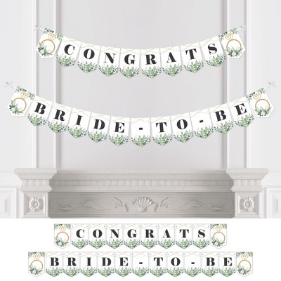 Big Dot of Happiness Boho Botanical Bride - Greenery Bridal Shower and Wedding Party Bunting Banner - Party Decorations - Congrats Bride-To-Be