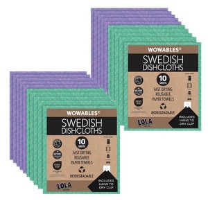 LOLA Swedish Dishcloths 20 Pk Biodegradable Reusable Paper Towels Absorbent Cellulose Kitchen Sponge Cloths Zero Waste Odor Free, Made in Germany - 1 of 4