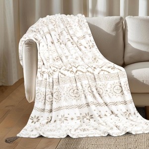 Lomsoe Christmas Throw Blanket for Couch, Holiday Christmas Reindeer Snowflakes Flannel Blanket, Soft, Cozy, Warm Winter Throw Decor. - 1 of 4