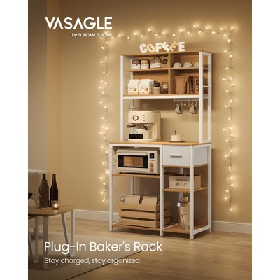 White Particle Board Adjustable Kitchen Baker's Rack with Shelves