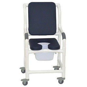 MJM International Corporation Shower Chair 18 In Width 3 In Total Locking Casters Blue Front Seat Blue Cushion Padded Back 300 Lbs Wt - 1 of 1