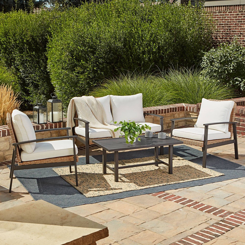 Northwood 4pc Outdoor Conversation Set - Black/Cream - Haven Way