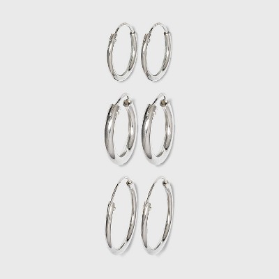 Sterling Silver Hoop Earrings - 3 Pack