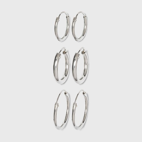 Sterling Silver Hoop Earring - Silver : Target