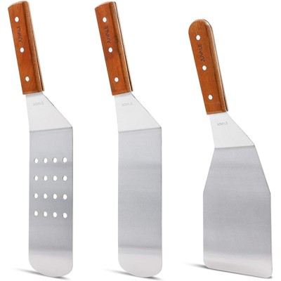 Juvale Griddle Spatula Set for Flat Tops - Restaurant Quality Cooking Utensils - Stainless Steel, Set of 3