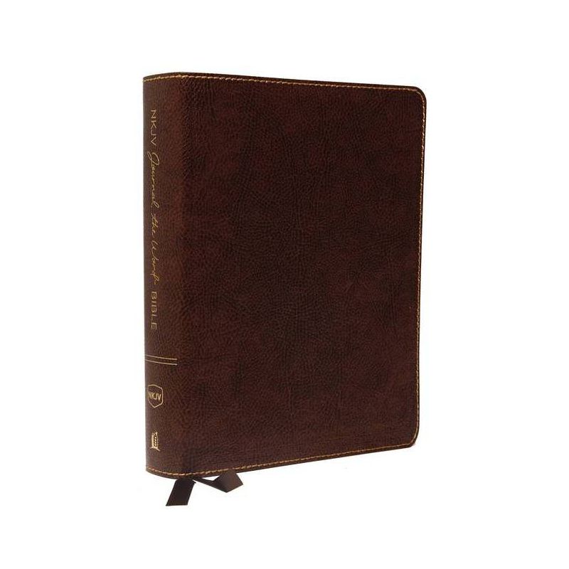 NKJV, Journal the Word Bible, Large Print, Bonded Leather, Brown, Red Letter Edition - by  Thomas Nelson (Leather Bound), 1 of 2