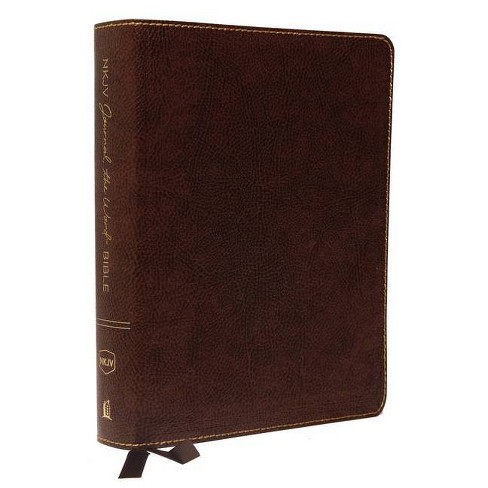 NKJV, Journal the Word Bible, Large Print, Bonded Leather, Brown, Red Letter Edition - by  Thomas Nelson (Leather Bound) - image 1 of 1
