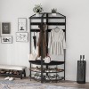 Freestanding Corner Coat Rack with Mesh Shelves & Anti-Toppling Design - All-Metal Shoe & Clothing Organizer for Entryway and Bedroom - 4 of 4