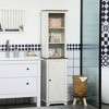 kleankin Slim Bathroom Storage Cabinet with Open Shelves & Cupboard, Freestanding Linen Tower Tall Skinny Bathroom Storage Cabinet Door Shelves, White - 2 of 4