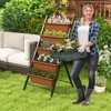 Tangkula 5-Layer Vertical Raised Garden Bed with Wheels Drainage Holes Freestanding Planter with Container Boxes Brown - 2 of 4