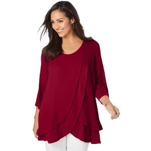 Jessica London Women's Plus Size Double Layer Tunic - 1 of 4