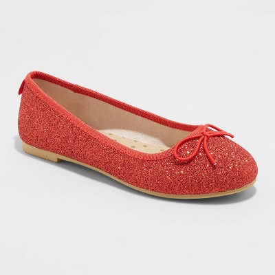 girls red ballet flats