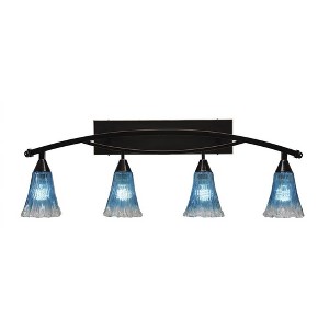 Toltec Lighting Bow 4 - Light Vanity in  Black Copper with 5.5" Fluted Teal Crystal  Shade - 1 of 1