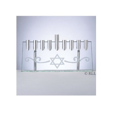 Rite Lite 9.5" Hanukkah Etched Star of David Illusion Candle Menorah - Silver