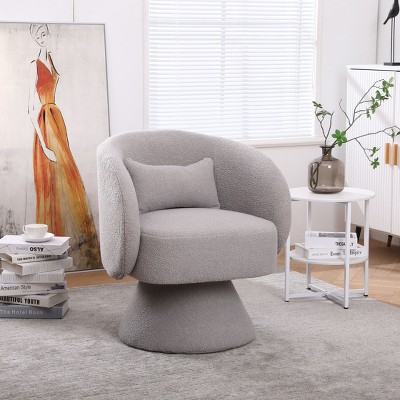 Okak Swivel Accent Chair Armchair, Round Barrel Chair in Fabric, Perfect for Living Room