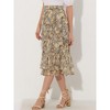 INSPIRE CHIC Women's Chiffon Elastic Waist Ruffle Tiered Flowy Midi Floral Printed Skirts - 3 of 4