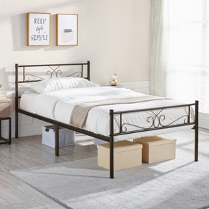 Yaheetech Metal-Framed Platform Bed with Headboard and Footboard - 1 of 4