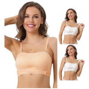 INSPIRE CHIC Women's Strapless Breathable Wirefree Adjustable Straps Push-up Removable Pad Bralettes 3 Packs - 1 of 4