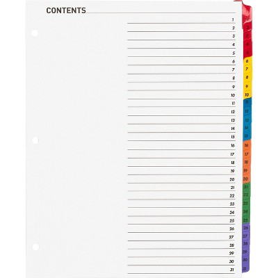 Business Source Index Dividers W/toc Page 1-31 8-1/2x11 31 Tabs/st Mi  21907 : Target